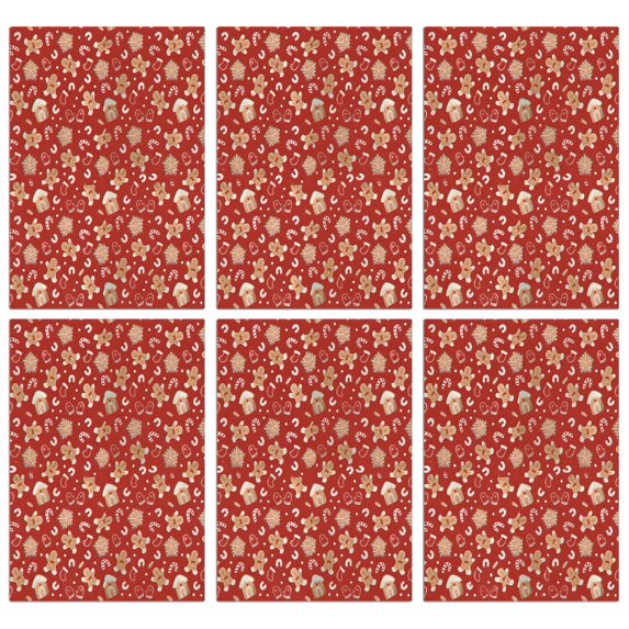 6 Pcs Funny Kitchen Towels,Red Christmas Gingerbread and Mitten Pattern Microfiber Dish Towels,Kitchen Tea Towels,Kitchen Towel Set (18" X 26")