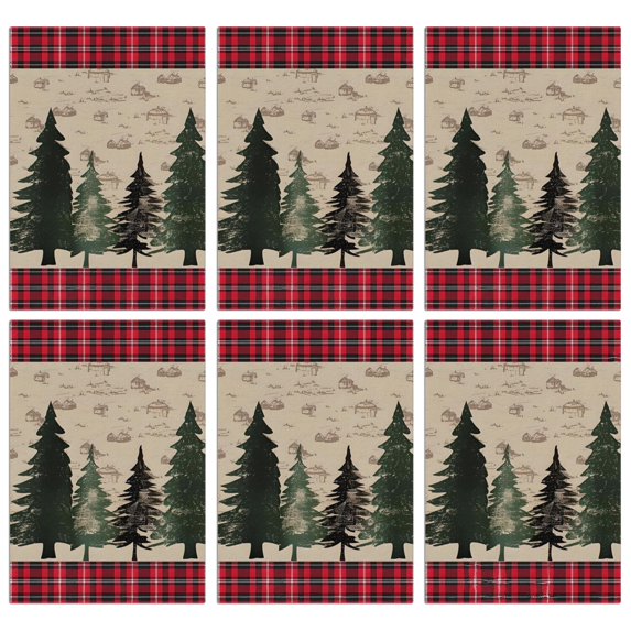 6 Pcs Funny Kitchen Towels,Red and Green Christmas Pattern Microfiber Dish Towels,Kitchen Tea Towels,Kitchen Towel Set (18" X 26")