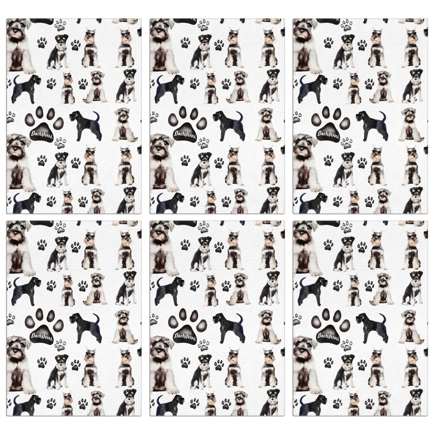 6 Pcs Funny Kitchen Towels,Schnauzer Dogs Microfiber Dish Towels,Kitchen Tea Towels,Kitchen Towel Set (18" X 26")