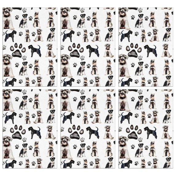 6 Pcs Funny Kitchen Towels,Schnauzer Dogs Microfiber Dish Towels,Kitchen Tea Towels,Kitchen Towel Set (18" X 26")