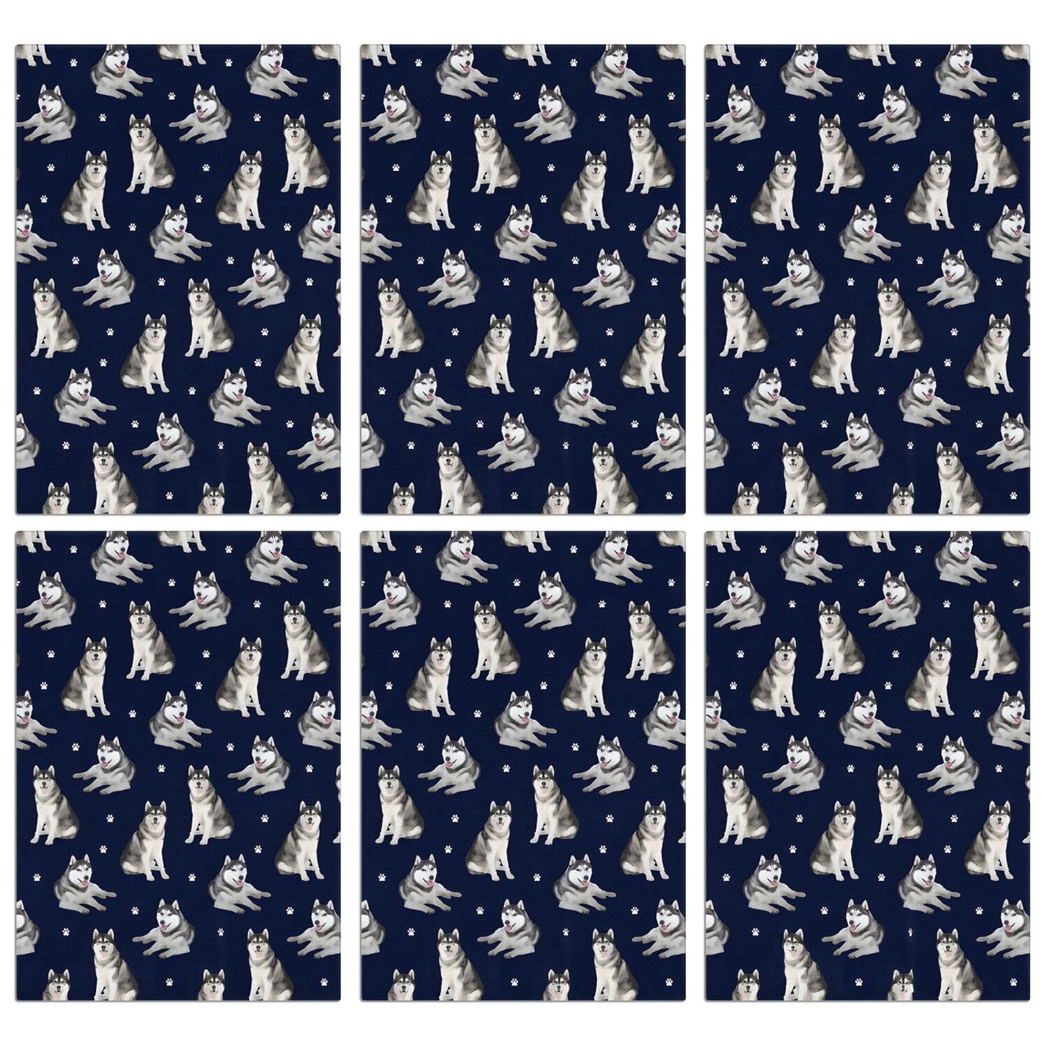 6 Pcs Funny Kitchen Towels,Siberian Husky Microfiber Dish Towels,Kitchen Tea Towels,Kitchen Towel Set (18" X 26")