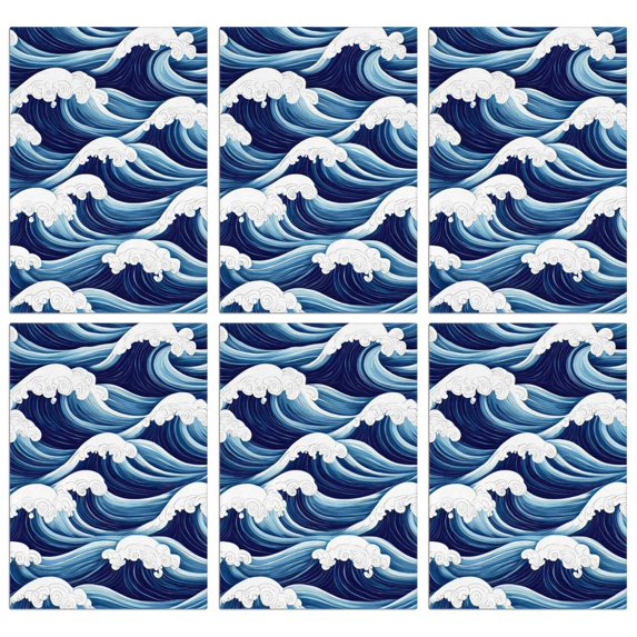 6 Pcs Funny Kitchen Towels,Waves Pattern Microfiber Dish Towels,Kitchen Tea Towels,Kitchen Towel Set (18" X 26")