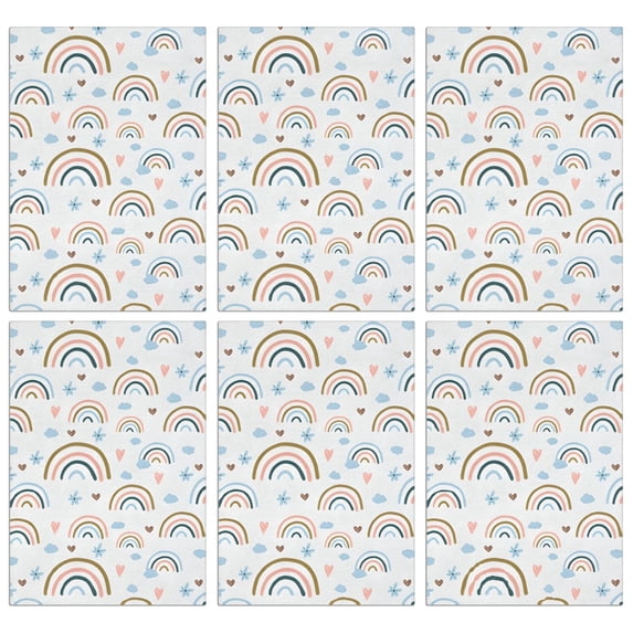 6 Pcs Funny Kitchen Towels,White Boho Bohemia Rainbows Clouds Hearts Pattern Microfiber Dish Towels,Kitchen Tea Towels,Kitchen Towel Set (18" X 26")