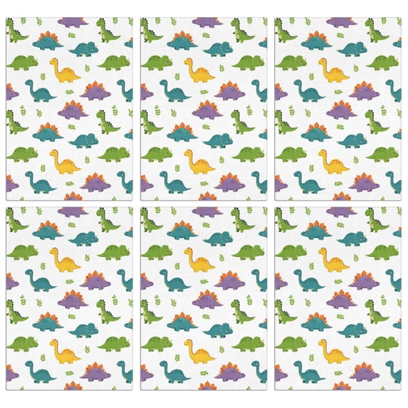 6 Pcs Funny Kitchen Towels,White Cartoon Dinosaurs Leaves Pattern Microfiber Dish Towels,Kitchen Tea Towels,Kitchen Towel Set (18" X 26")