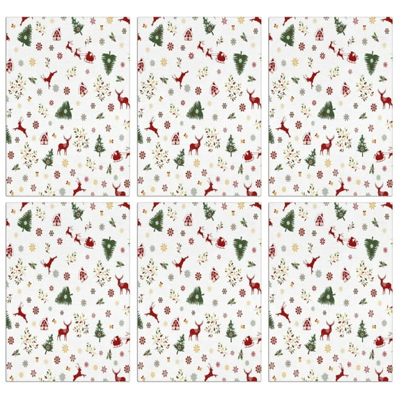 6 Pcs Funny Kitchen Towels,White Christmas Reindeer Pattern Microfiber Dish Towels,Kitchen Tea Towels,Kitchen Towel Set (18" X 26")