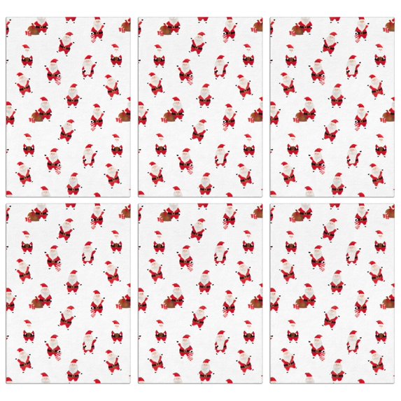 6 Pcs Funny Kitchen Towels,White Christmas Santa Pattern Microfiber Dish Towels,Kitchen Tea Towels,Kitchen Towel Set (18" X 26")