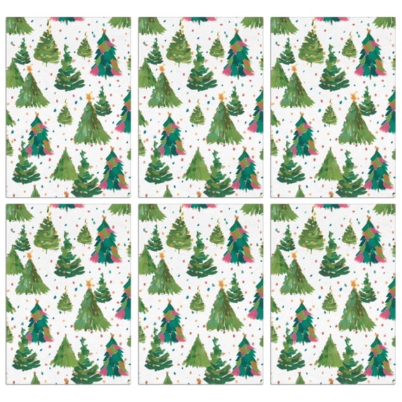 6 Pcs Funny Kitchen Towels,White Christmas Watercolor Tree Pattern Microfiber Dish Towels,Kitchen Tea Towels,Kitchen Towel Set (18" X 26")
