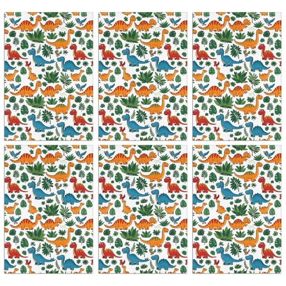 6 Pcs Funny Kitchen Towels,White Colorful Dinosaurs Jungle Pattern Microfiber Dish Towels,Kitchen Tea Towels,Kitchen Towel Set (18" X 26")