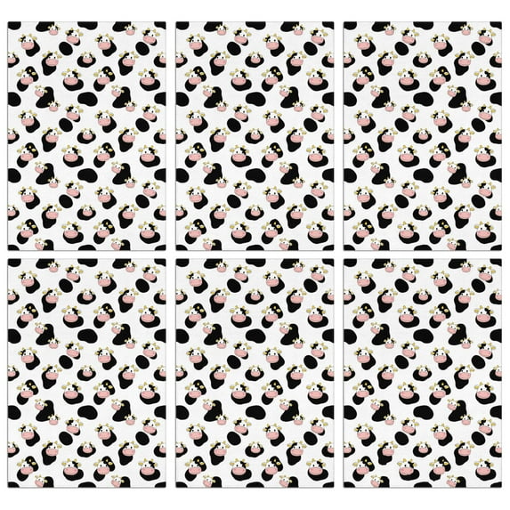 6 Pcs Funny Kitchen Towels,White Cow Black Spot Pattern Microfiber Dish Towels,Kitchen Tea Towels,Kitchen Towel Set (18" X 26")