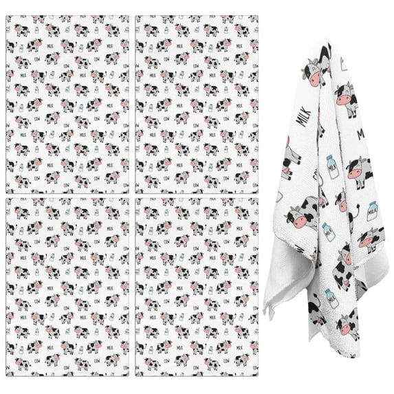 6 Pcs Funny Kitchen Towels,White Cow Milk Pattern Microfiber Dish Towels,Kitchen Tea Towels,Kitchen Towel Set (18" X 26")