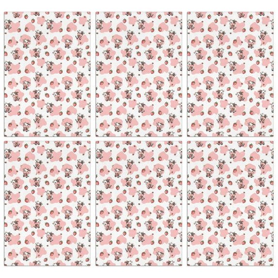 6 Pcs Funny Kitchen Towels,White Cow Strawberry Pattern Microfiber Dish Towels,Kitchen Tea Towels,Kitchen Towel Set (18" X 26")