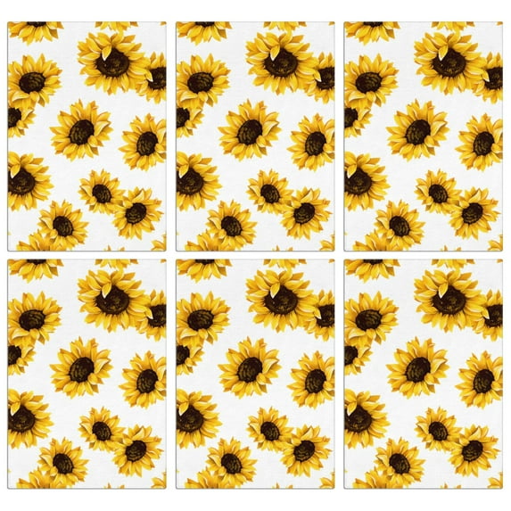 6 Pcs Funny Kitchen Towels,White Sunflower Pattern Microfiber Dish Towels,Kitchen Tea Towels,Kitchen Towel Set (18" X 26")