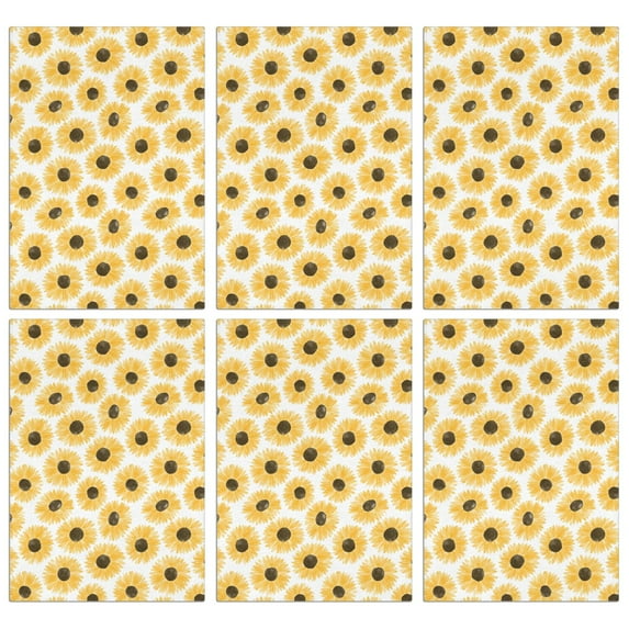 6 Pcs Funny Kitchen Towels,White Yellow Sunflower Pattern Microfiber Dish Towels,Kitchen Tea Towels,Kitchen Towel Set (18" X 26")