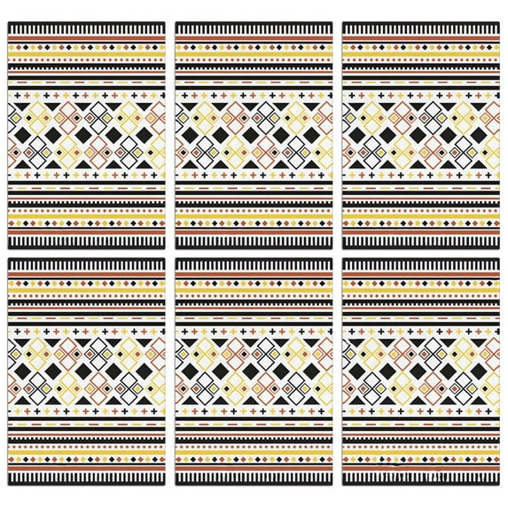 6 Pcs Funny Kitchen Towels,Yellow Ethnic Geometric Pattern Microfiber Dish Towels,Kitchen Tea Towels,Kitchen Towel Set (18" X 26")