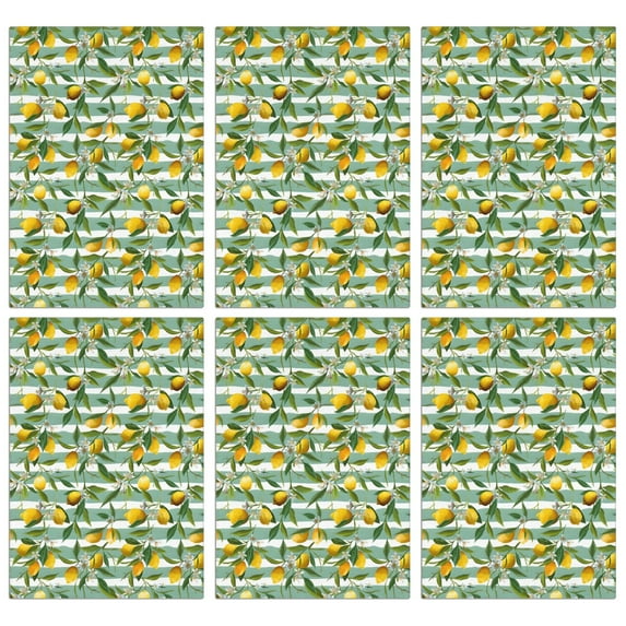 6 Pcs Funny Kitchen Towels,Yellow Lemon Fruits StripedGreen Pattern Microfiber Dish Towels,Kitchen Tea Towels,Kitchen Towel Set (18" X 26")