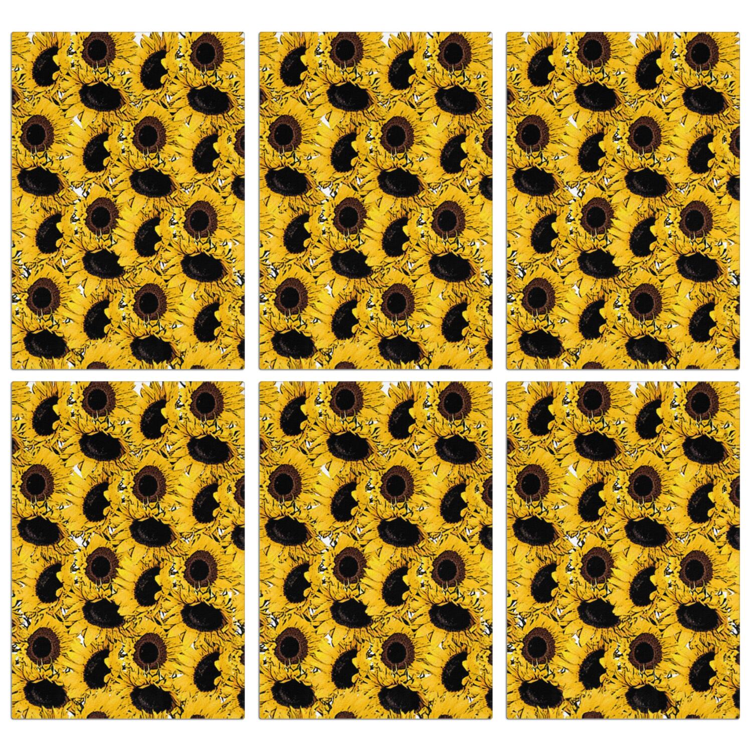 6 Pcs Funny Kitchen Towels,Yellow Sunflower Pattern Microfiber Dish Towels,Kitchen Tea Towels,Kitchen Towel Set (18" X 26")