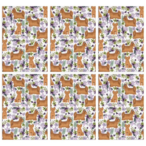 6 Pcs Funny Kitchen Towels,Yorkie Dog and Flower Florals Microfiber Dish Towels,Kitchen Tea Towels,Kitchen Towel Set (18" X 26")