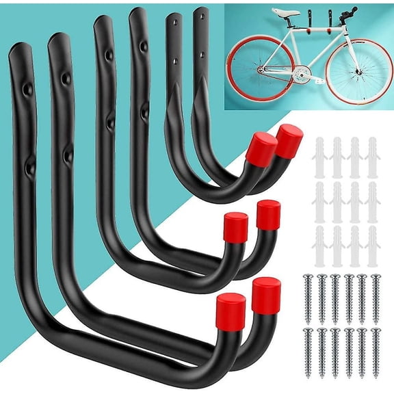 6 Pcs Garage Hooks, Heavy Duty Garage Storage Utility Hooks For Ladders And Tools U-Shaped Organizer Wall Mount