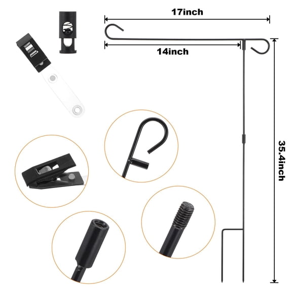 6 Pcs Garden Flag Holder Stand Metal Yard Flags Holder Weather-Proof with Clip Spring Stopper