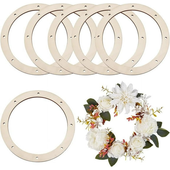 6 Pcs Garland Wood Wreath Frames 7.9Inch Cardboard Hanging Wreaths for DIY Crafts Wood WreathForms with Pre-Cut Holes for Wedding Craft Festival Christmas Decoration