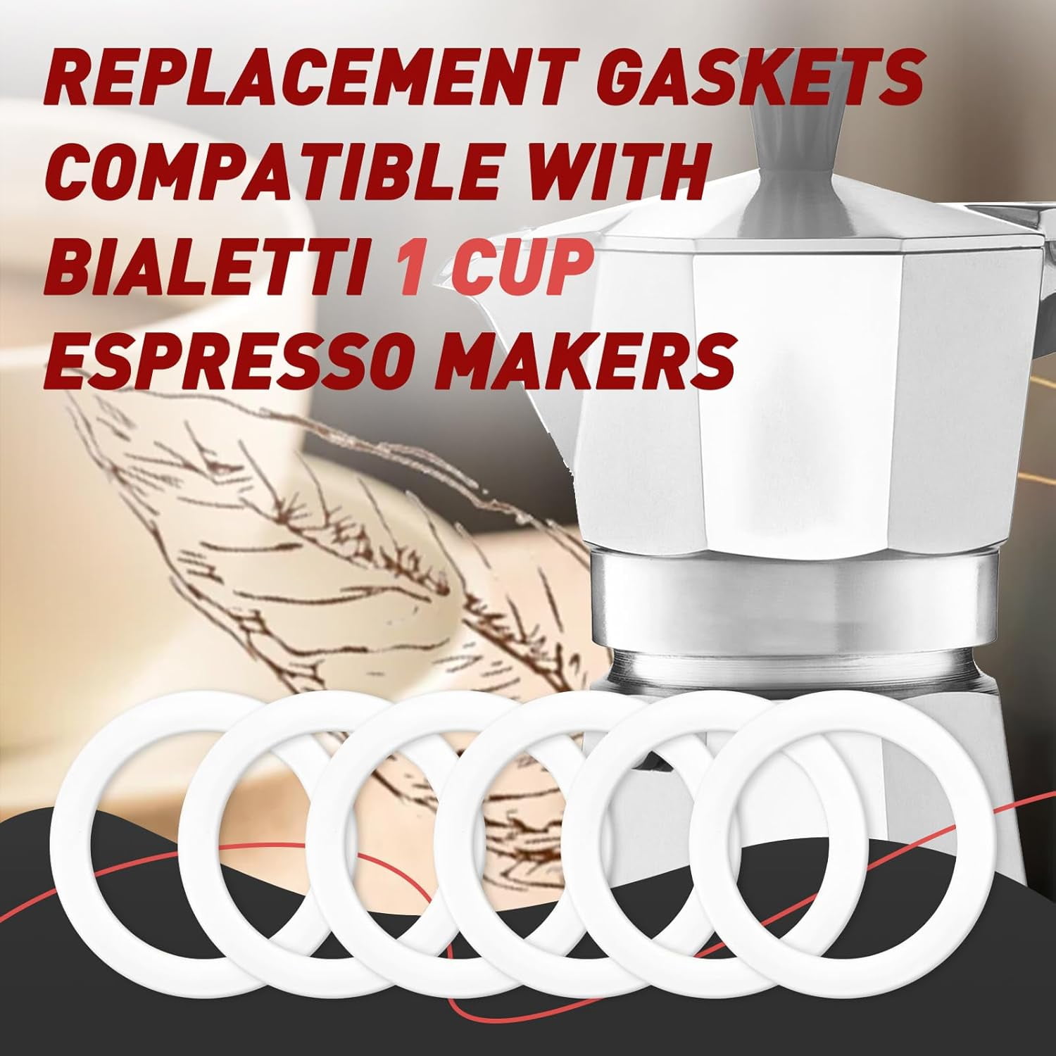 Moka Pot Accessories Bialetti Spare Parts, Includes 1 Funnel, Compatible With Moka Express, Fiammetta, Break, Happy, DAMA, Mini Express And Rainbow (1 Cup Bialetti Gasket
