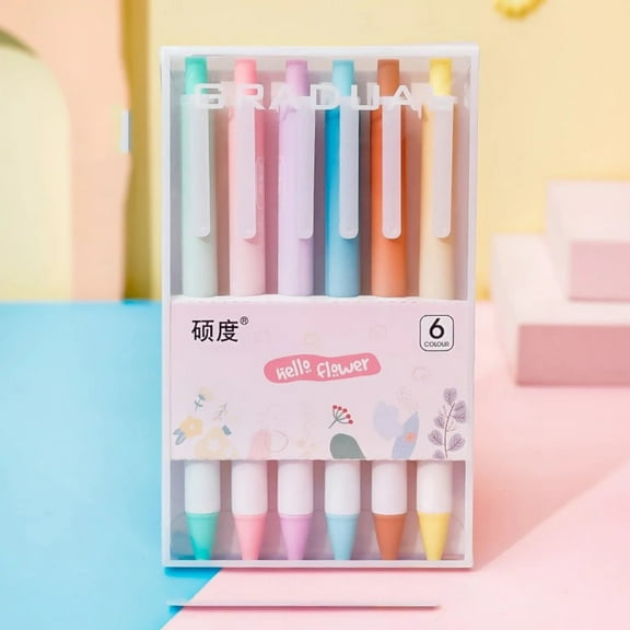 6 Pcs Gel Pens, 0.5mm Fine Point Smooth Writing Black Gel Ink, Retractable Pens for Journaling, Note Taking, Planning