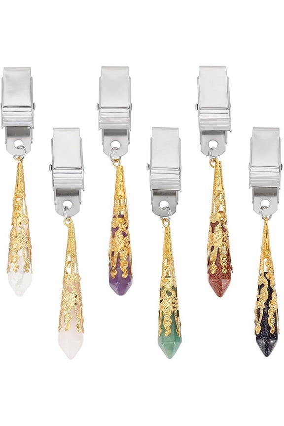 6 Pcs Gemstone Card Grabber Natural Gemstone Credit Card Puller Debit Card Pullers with shaped Stones ATM Credit Card Grabber ATM Card Clip for Long Nails Helper Tool - 6Styles Multi-color