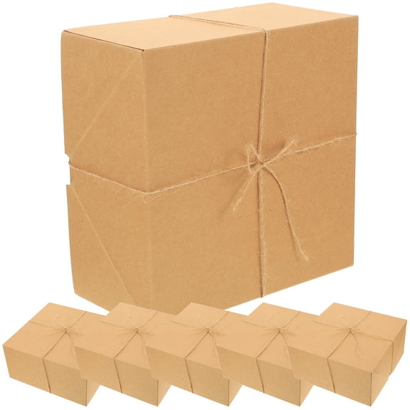 6 Pcs Gift Box Boxes Square Bridesmaid Decorative Proposal Portable Container White Card Kraft Paper