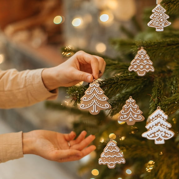 6 Pcs Gingerbread Man Ornaments Christmas Tree Ornaments Bulk Gingerbread Christmas Tree Decorations Rustic Hanging Decor for Xmas Indoor Home