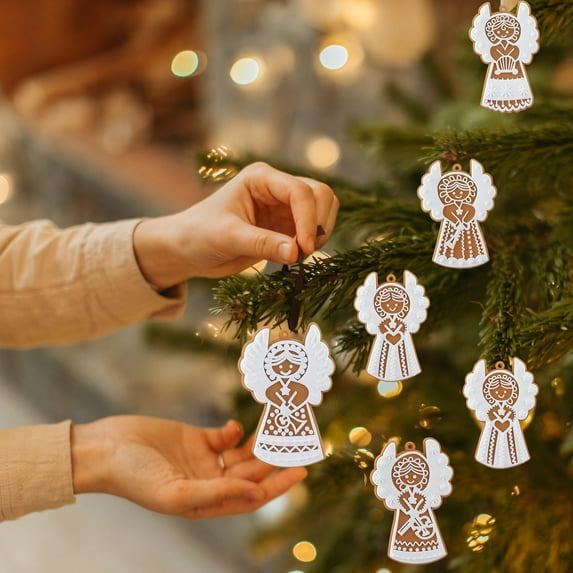 6 Pcs Gingerbread Man Ornaments Christmas Tree Ornaments Bulk Gingerbread Christmas Tree Decorations Rustic Hanging Decor for Xmas Indoor Home