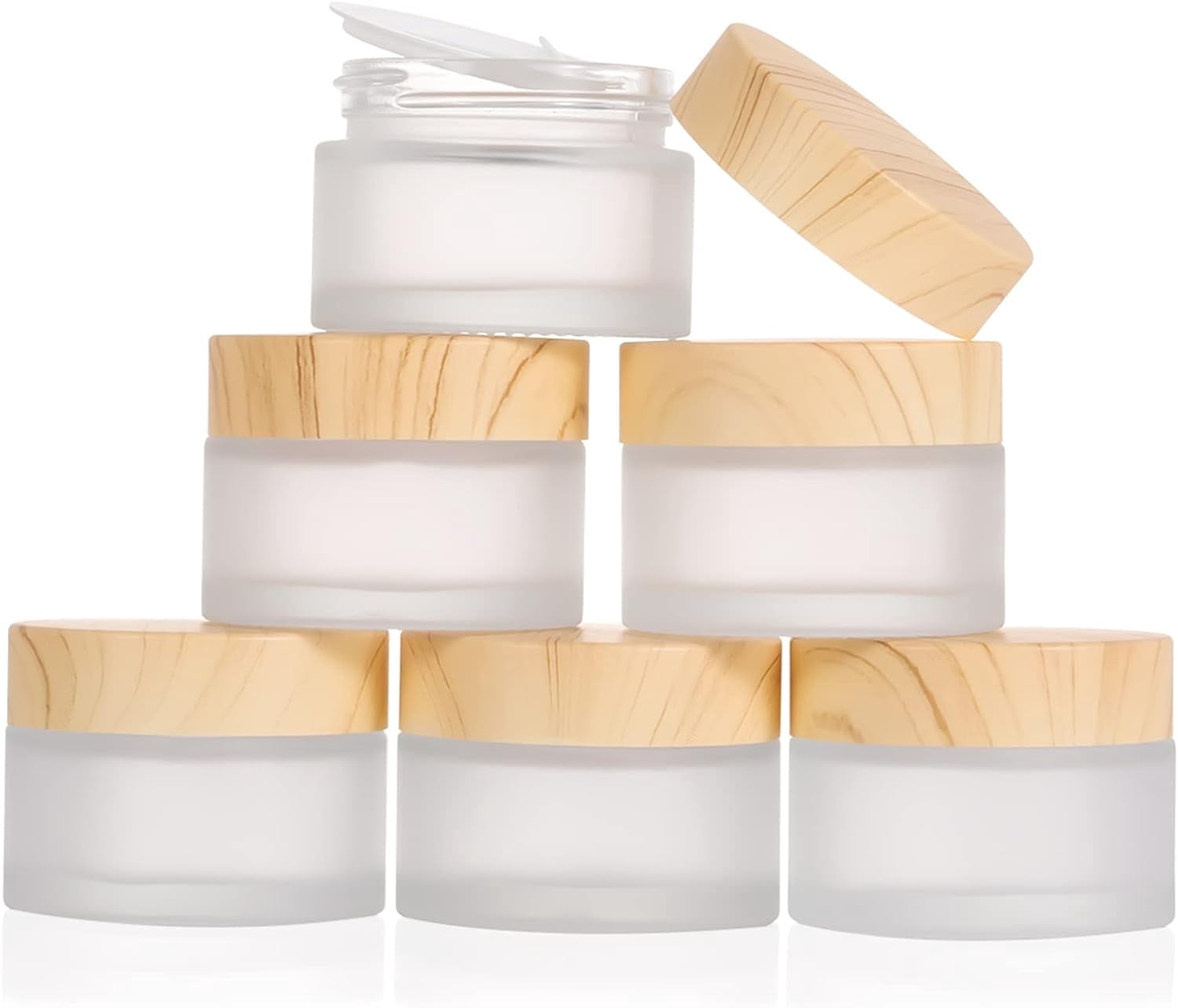 Boriyuan 6 Pcs Small Frosted Glass Jars, 30g Cosmetic Containers with ...