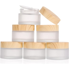 6 Pcs Glass Cosmetic Containers with Lids, Boriyuan 30g Round Frosted Glass Jars with Leakproof Lids, Small Empty Glass Sample Jars for Makeup Lip Scrub Balm Lotions Sample Eye Creams DIY
