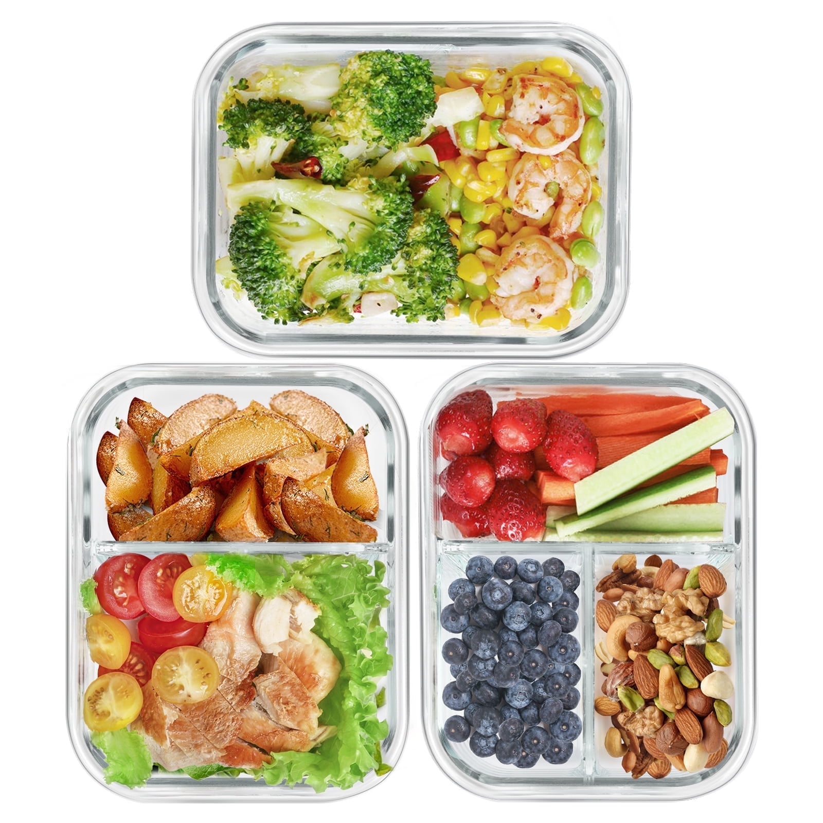 50 pcs Meal Prep Container Food Storage Containers Set Stackable BPA Free Airtight Plastic Lunch With Lids Pantry Kitchen Organization Marker Labels