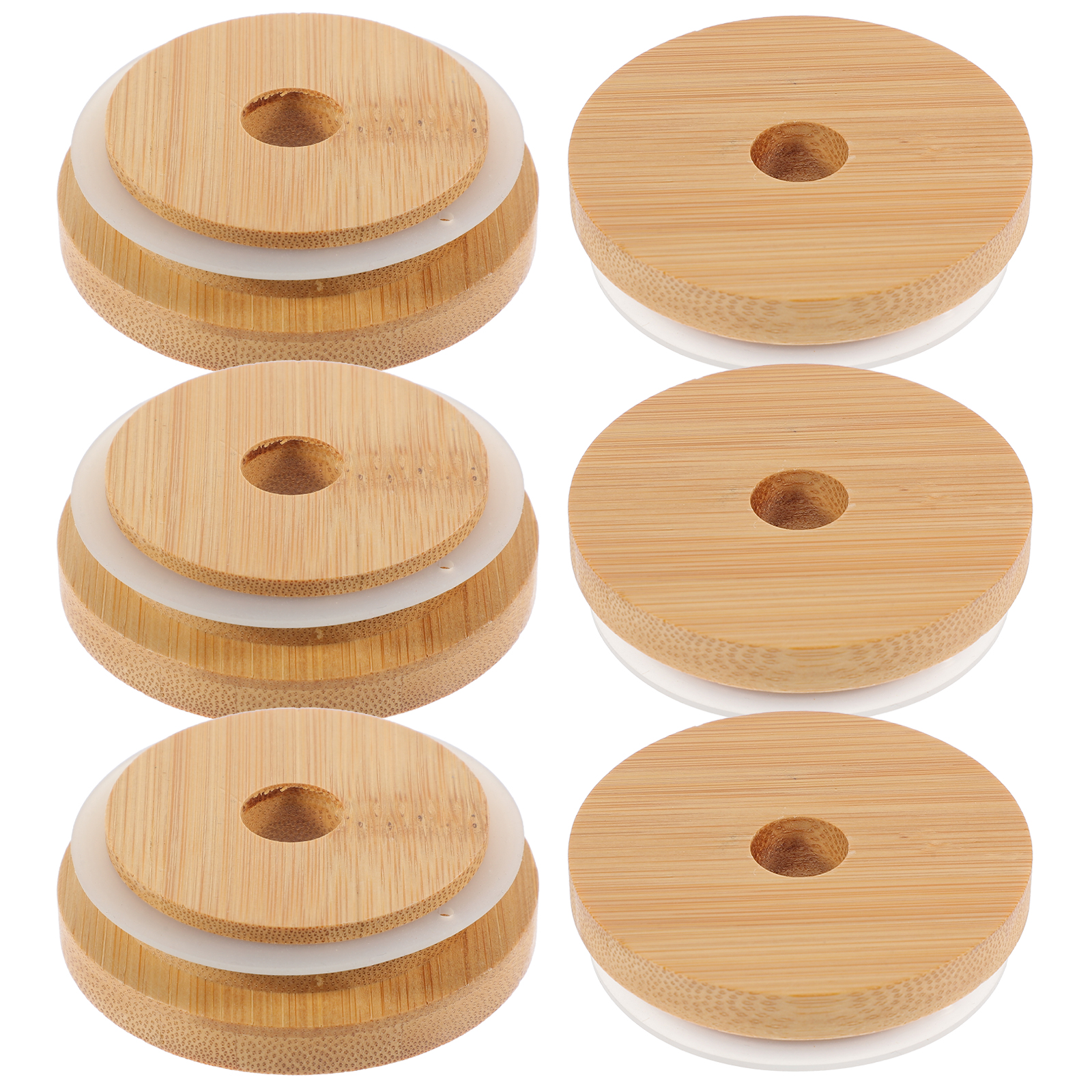 6 Pcs Glass Jar Lid Lid with Straw Holes Carafe Lids Sealing Lids Mason