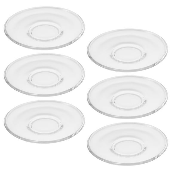6 Pcs Glass Saucer Round Transparent Coffee Snack Small Dish Tea Tray Coaster Home Forniture Decor Plate Coasters Dining Table Decorative Saucers Storage Dishes
