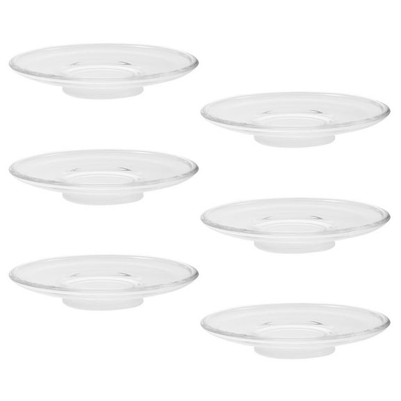 6 Pcs Glass Saucer Round Transparent Coffee Snack Small Dish Tea Tray Plates Coasters Decor Dining Table Home