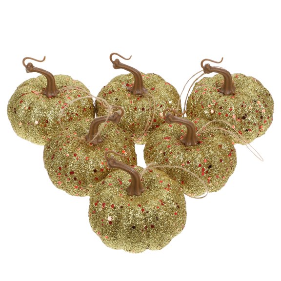 HOMEMAXS Golden Glitter Foam Pumpkins for Halloween Decor Versatile Lightweight Realistic Design 6 Pcs