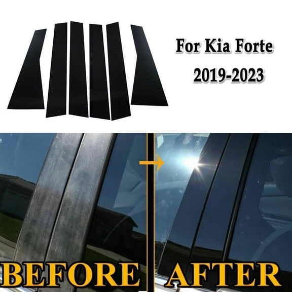 6 Pcs Glossy Black Door Pillar Post Side Cover Trim for KIA Forte K3 2019-2023