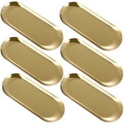 6 Pcs Gold Decorative Trays, Stainless Steel Trays for Storage, Small Oval Serving Trays, 7.09 in x 3.35 in, Perfume Trays for Jewelry, Cosmetics, Bathroom, and Dining Table