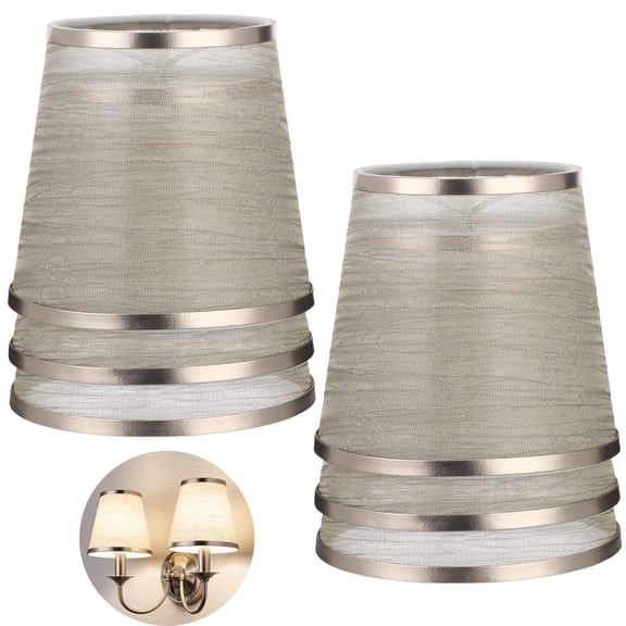 6 Pcs Gold Lamp Shade Set, Simple Chandelier Shades, Sheer Gauze Mini Lamp Shade with Clip On Design, Suitable for Ceiling Lights, Candelabras, Table Lamp Replacement, 5.9 x 5.5 in