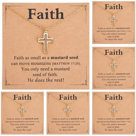 6 Pcs Gold Mustard Seed Necklace for Women, Dainty Faith Necklace Mustard Seed Gift, Alloy Christian Jewelry for Women, Baptism Gifts Christian Gifts for Woman Graduation Birthday Chritmas