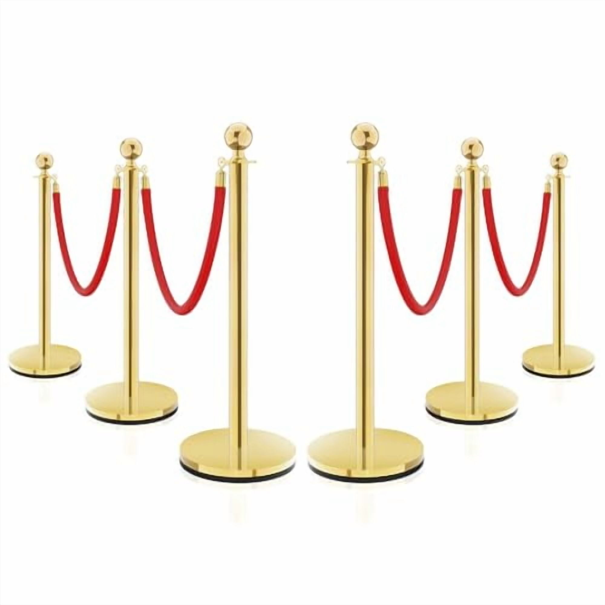 6 Pcs Gold Stanchion Posts Queue - Crowd Control Barriers with 5 Feet ...