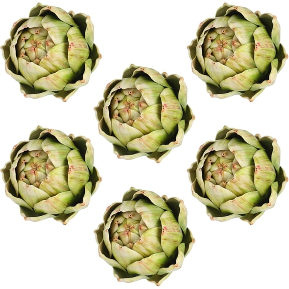 6 Pcs Green Artificial Artichokes Fake Vegetables and Fruits for Summer Kitchen Wedding Bowl and Home Decor, Table Centerpiece, Kitchen Decor,Halloween&Fall decor