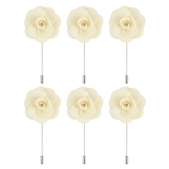 6 Pcs Groom Boutonnieres Rose Boutonnieres Pins 3.5"x1.6" for Wedding Apricot