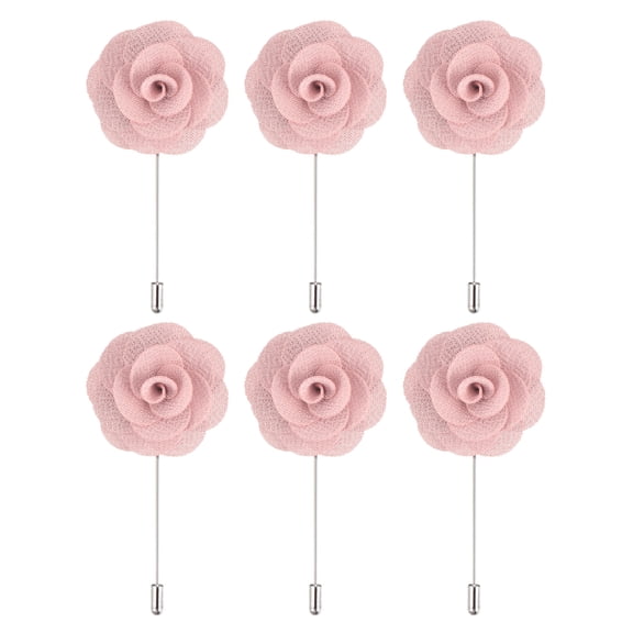 6 Pcs Groom Boutonnieres Rose Boutonnieres Pins 3.5"x1.6" for Wedding Light Pink