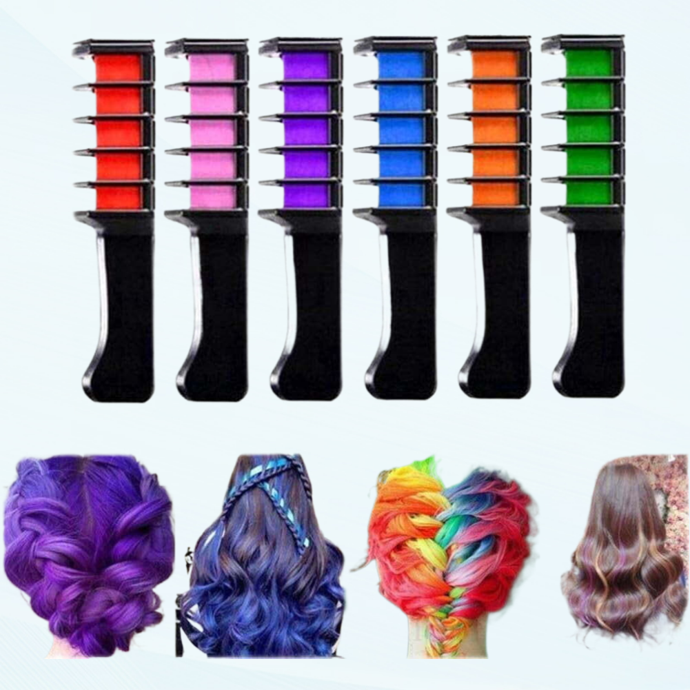 6 Pcs Hair Chalk Comb Temporary Hair Chalk For Kids With Hand Gloves