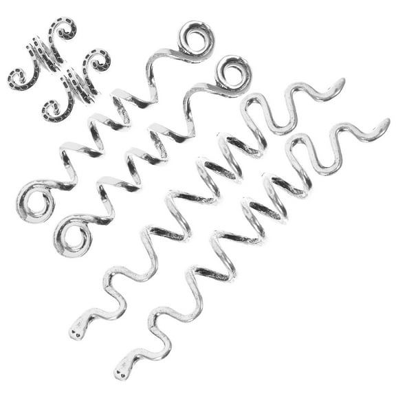 6 Pcs Hair Jewelry for Braids Cuffs Rhinestones Women's Silver