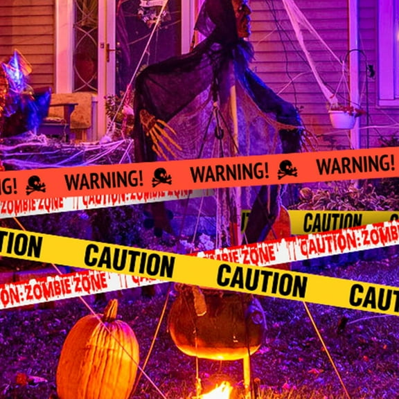 6 Pcs Halloween Decorations Caution Tape, Boriyuan 29.86ft Length Halloween Hazard Warning Tape for Garden Yard, Haunted Houses, Vampire Parties, Halloween Party Decorations