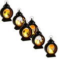 thumbnail image 1 of 6 Pcs Halloween LED Lantern Lights Halloween Witch LED Lantern Black Plastic Battery Operated Light with Spooky Silhouette Hanging & Tabletop Decor for Halloween Party , 6.69 Inch, Black, 1 of 7