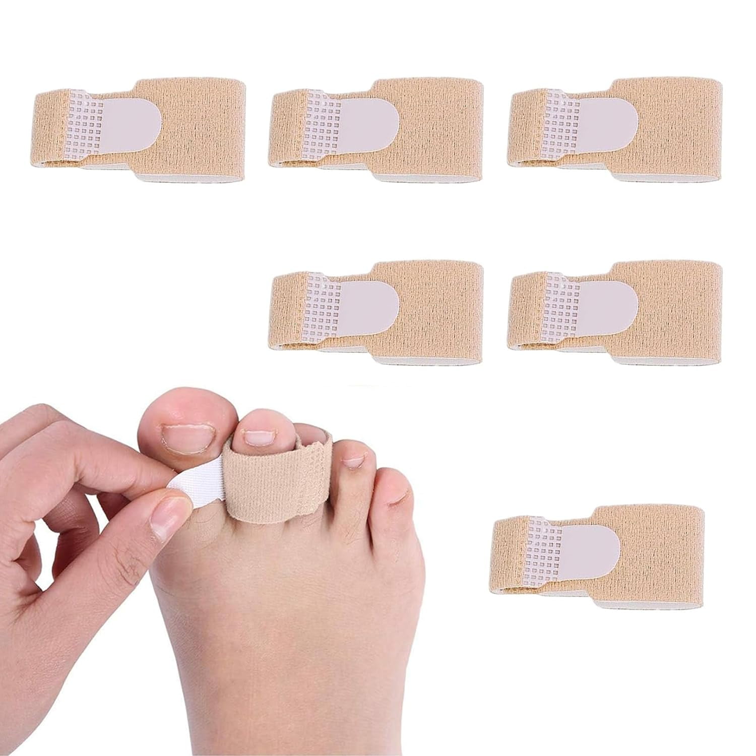 6 Pcs Hammer Toe Straightener, Toe Bandage for Separating Curled Toes,Hammer Toe Splints, Toe